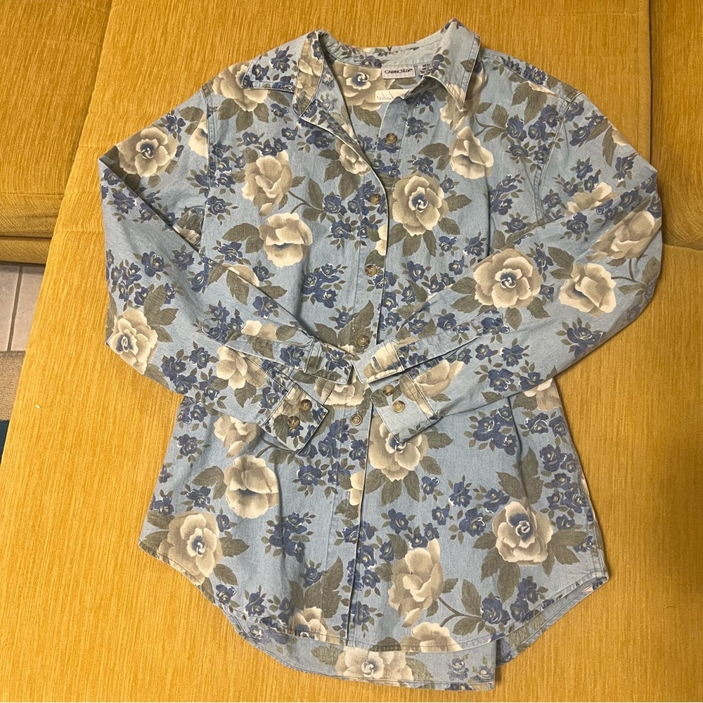 Vintage Cabin Creek Floral Denim Shirt - Medium